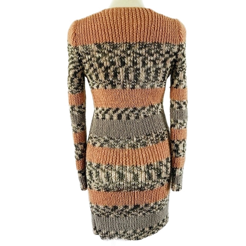 HANDMADE home knitted long sleeve ribbed Dress body-con Tan beige - Picture 5 of 10
